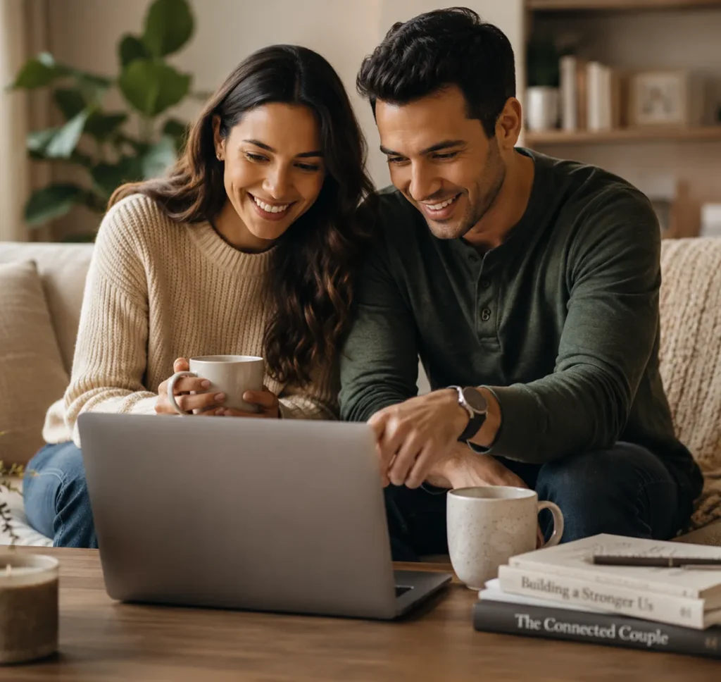 Couple taking a TWOgetherONE course online